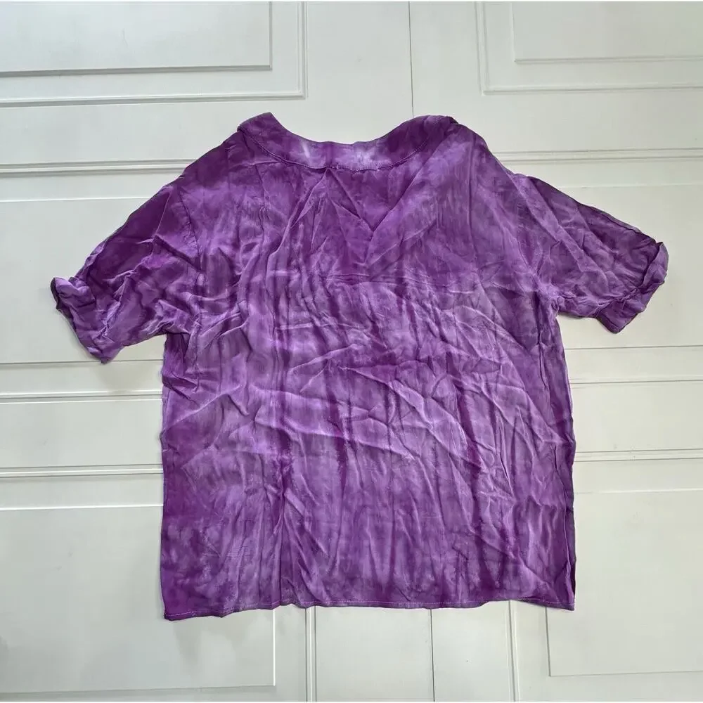 Yana K American Made T Shirt Top Purple Tie Dye Top Sz Small - Picture 4 of 6
